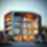 A modern residential building designed by Binghatti Developers, showcasing unique architectural features.