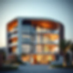 A modern residential building designed by Binghatti Developers, showcasing unique architectural features.