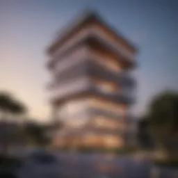 Stunning exterior view of Bloom Arjaan showcasing its modern architectural design