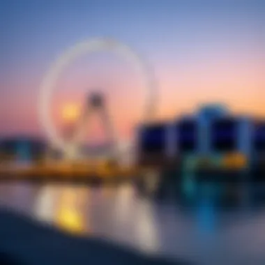 Iconic Ferris Wheel of Blue Waters The iconic Ferris wheel at Blue Waters, a symbol of Dubai's innovation