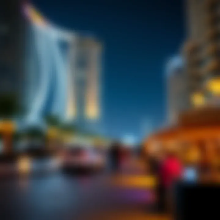 Nighttime illumination of Blue Waters, highlighting its vibrant nightlife
