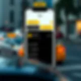 RTA app interface showcasing taxi booking