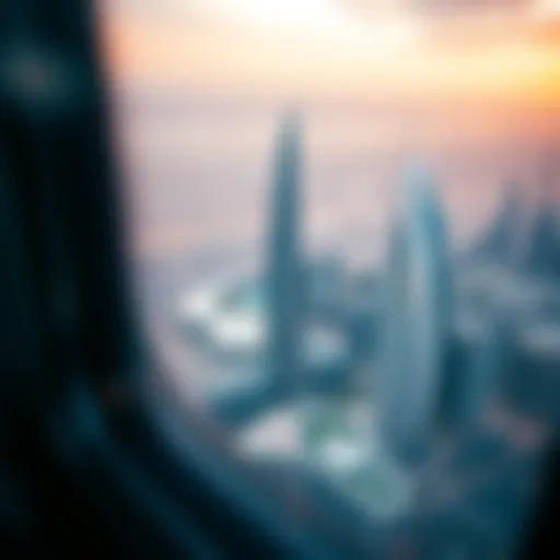 Aerial view of the Dubai World Trade Centre showcasing its architectural design