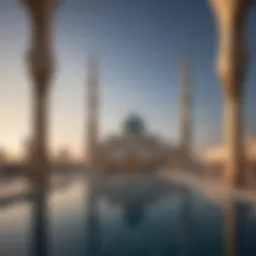 A stunning panoramic view of a mosque in Dubai during Eid celebrations
