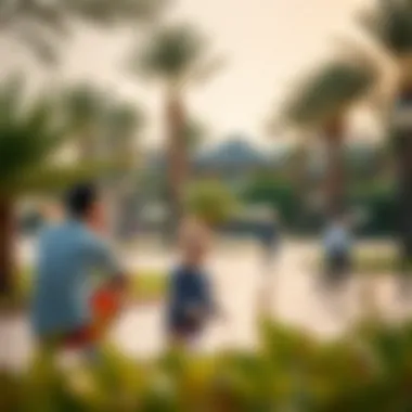 Families enjoying leisure activities within the serene environment of the park