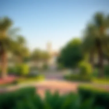 A panoramic view of Al-Hamidiya Park showcasing its lush greenery