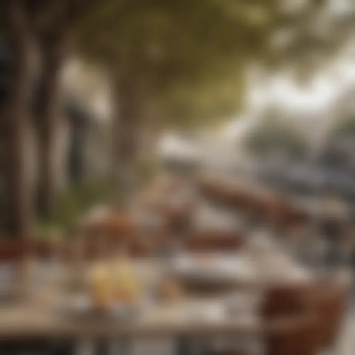 An inviting outdoor dining area with diverse culinary options in Boulevard Dubai.