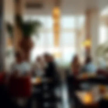 Charming Café Ambiance for Morning Gatherings A cozy café setting with patrons enjoying their morning meals