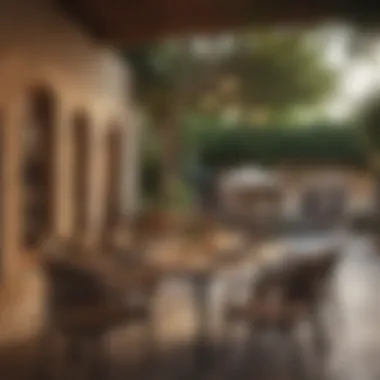 Relaxed Outdoor Dining Atmosphere A cozy outdoor dining space perfect for a relaxed meal