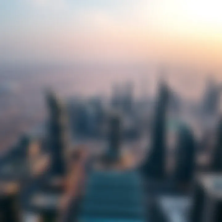 Aerial view of Dubai with prominent Emaar office developments highlighted