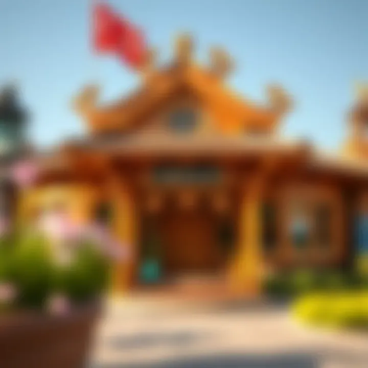 Cultural pavilion representing diverse countries at Global Village