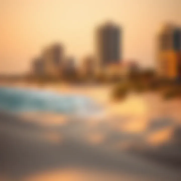 Real estate development along the coastline of Dubai's golden sand beaches