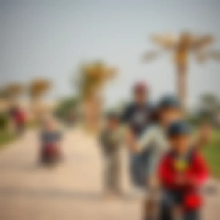 Families enjoying recreational activities in حديقة صقر