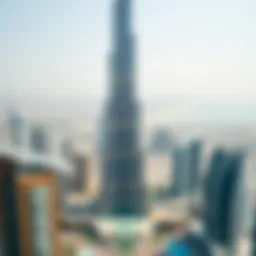 View of Burj Khalifa towering over the city skyline
