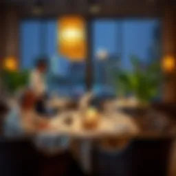 Elegant dining setting for Iftar in a luxurious restaurant