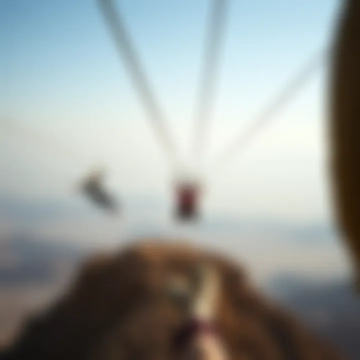 Adventure seekers enjoying ziplining over the Jebel Jais mountains