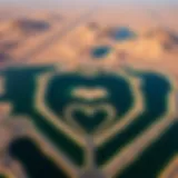 Aerial view of Love Lake Al Qudra showcasing the heart-shaped lakes