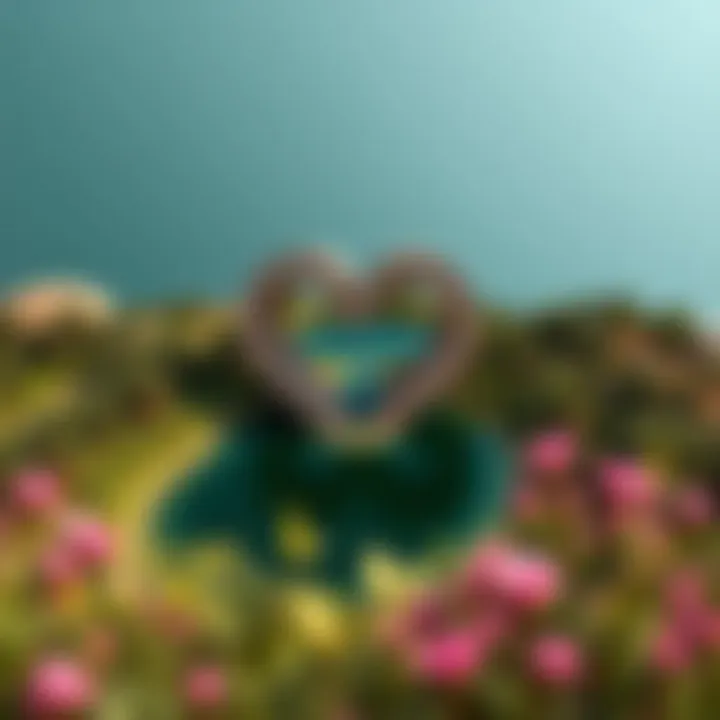 Unique heart-shaped formation of Love Lake Al Qudra surrounded by greenery