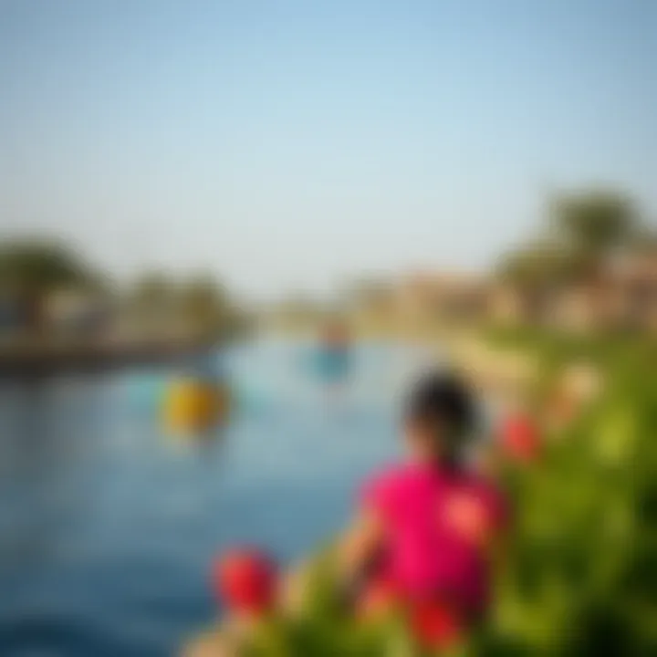 Visitors enjoying recreational activities around Love Lake Al Qudra