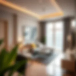 Elegant one-bedroom flat interior showcasing modern design elements