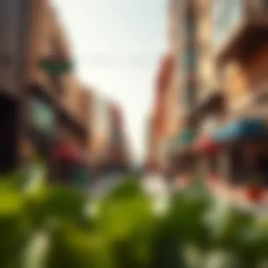 Vibrant neighborhood scene with local shops and cafes in Mankhool