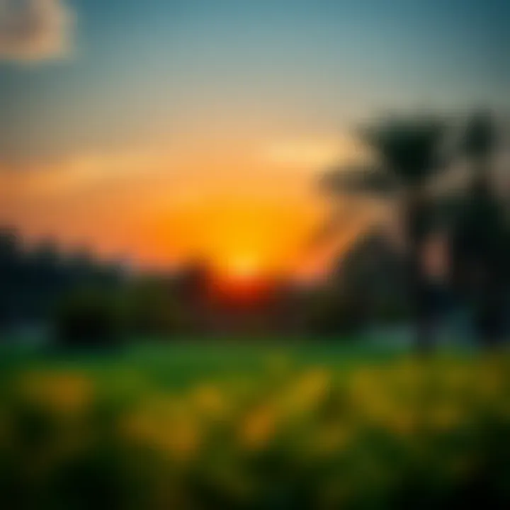 Sunset view over a scenic park in Dubai