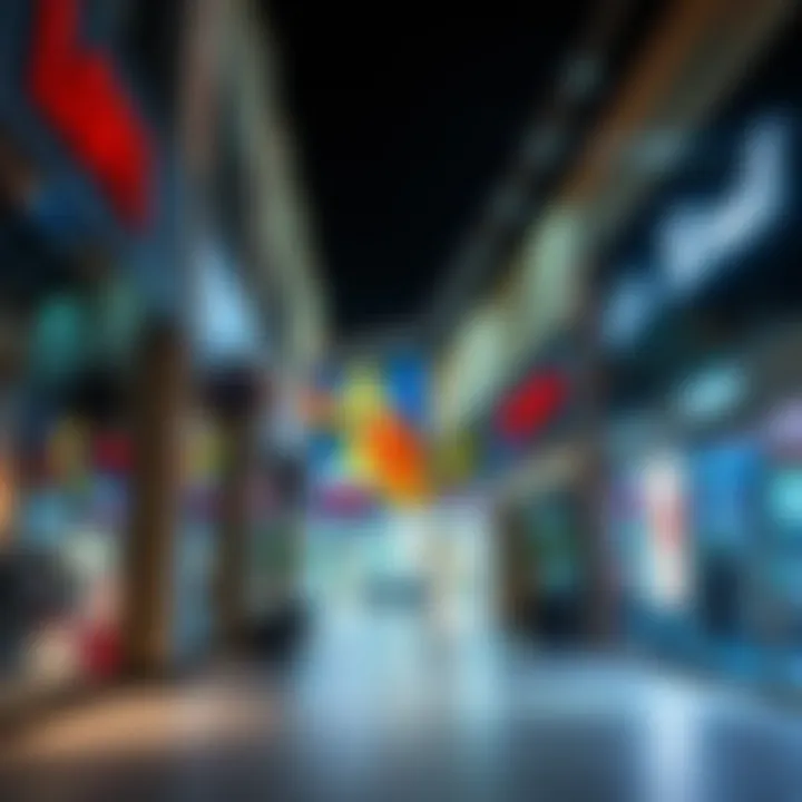 Vibrant retail storefronts in Mirdif