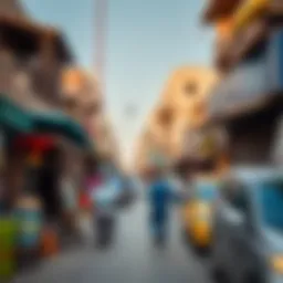 Vibrant street view showcasing the local culture of Satwa