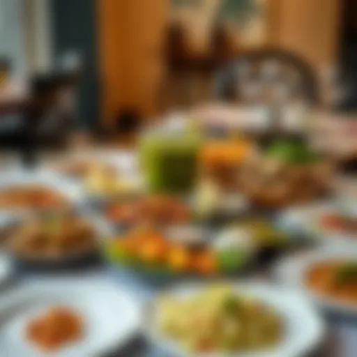 A beautifully arranged table featuring traditional Syrian dishes including kibbeh and tabbouleh.