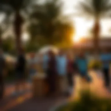 Sunlit Community Engagement in Arabian Ranches Community gathering in a sunlit park within Arabian Ranches