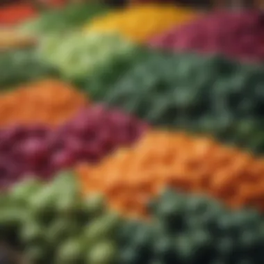 Colorful array of seasonal vegetables