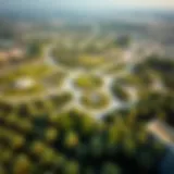 Aerial view of Dubai's largest park showcasing its expansive greenery