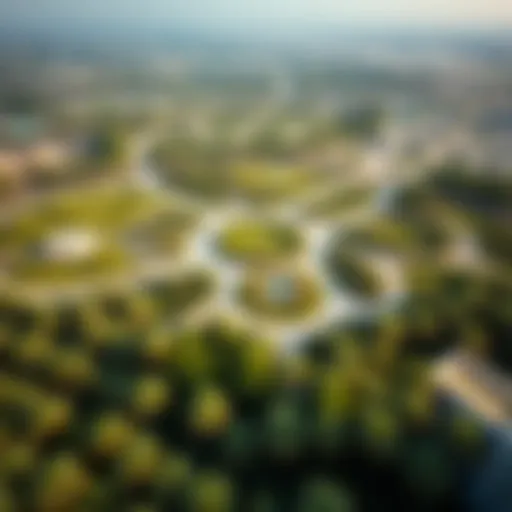 Aerial view of Dubai's largest park showcasing its expansive greenery