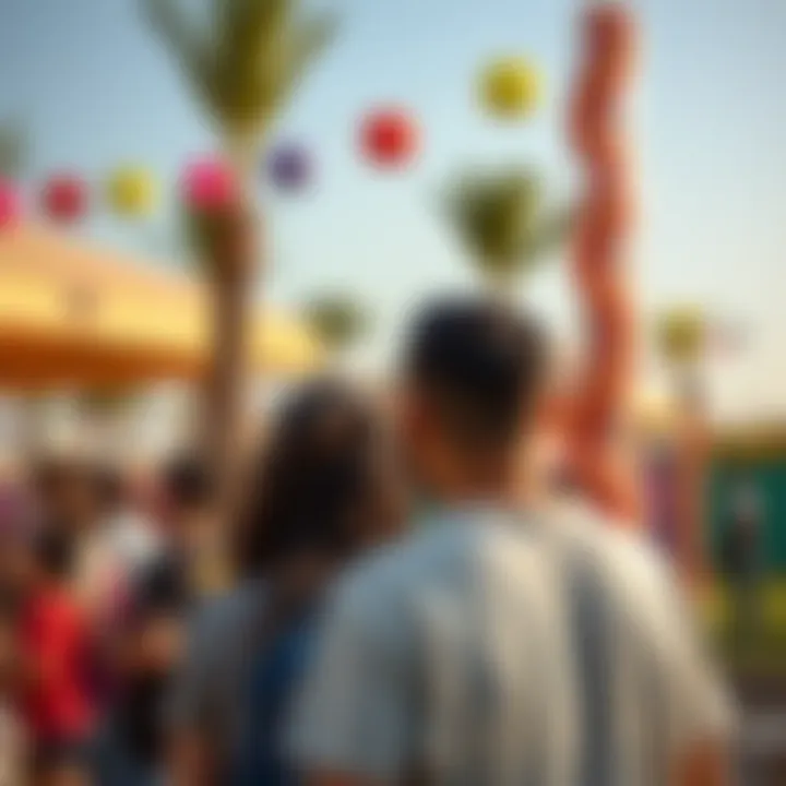 A vibrant community event taking place in the park with colorful decorations