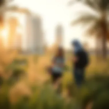 Visitors participating in an eco-friendly initiative within the park