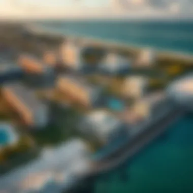 Aerial Perspective of Pointe Beach An aerial perspective of the vibrant beachfront development and amenities at Pointe Beach