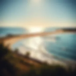 A panoramic view of Pointe Beach showcasing the sparkling waters and sandy shores