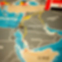 Map highlighting UAE free visa countries