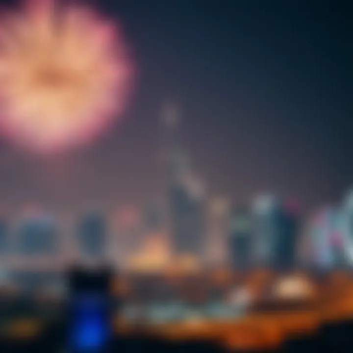 Fireworks display over an iconic UAE skyline