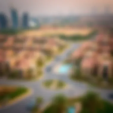 Prestigious Residential Areas in Dubai Aerial view of a prestigious residential community in Dubai
