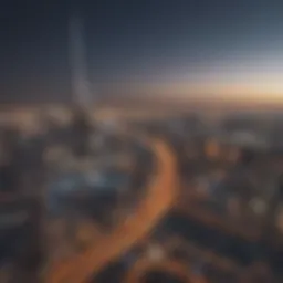 A panoramic view of Dubai's skyline featuring vacation rental properties