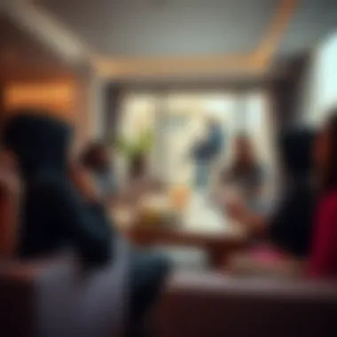 Diverse group enjoying communal living in a shared villa