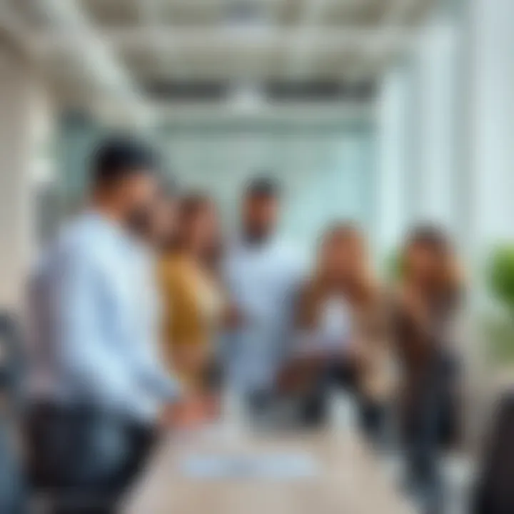 An office setting showcasing diverse professionals collaborating