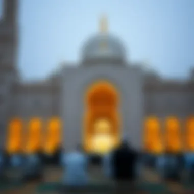 Prayer at Mosque in Dubai Prayers being offered at a mosque in Dubai