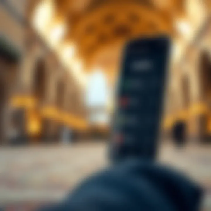 Mobile app displaying prayer times