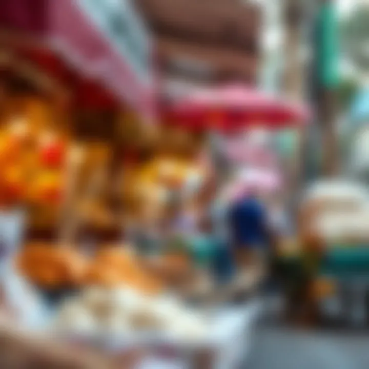 A vibrant street food scene featuring a variety of local delicacies in Qusais