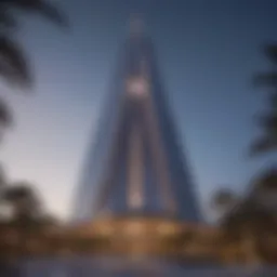 Exterior view of Sofitel The Obelisk Dubai showcasing its unique architectural design