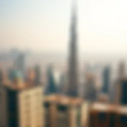Aerial view showcasing Burj Khalifa against the Dubai skyline