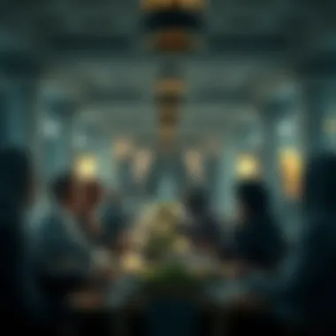 A group of individuals breaking fast together in a communal setting