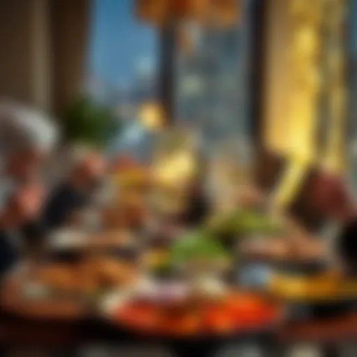 A beautifully set iftar table with diverse dishes reflecting various cultures